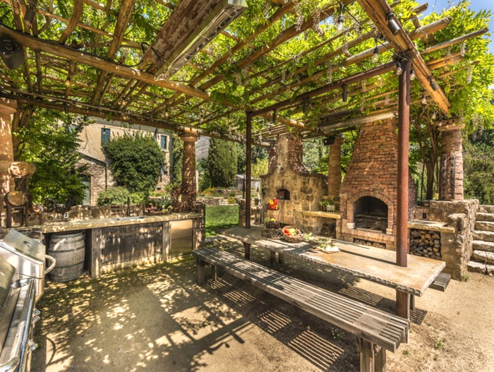 napa winery rustic outdoor kitchen