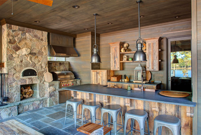 rustic outdoor kitchen augusta homes