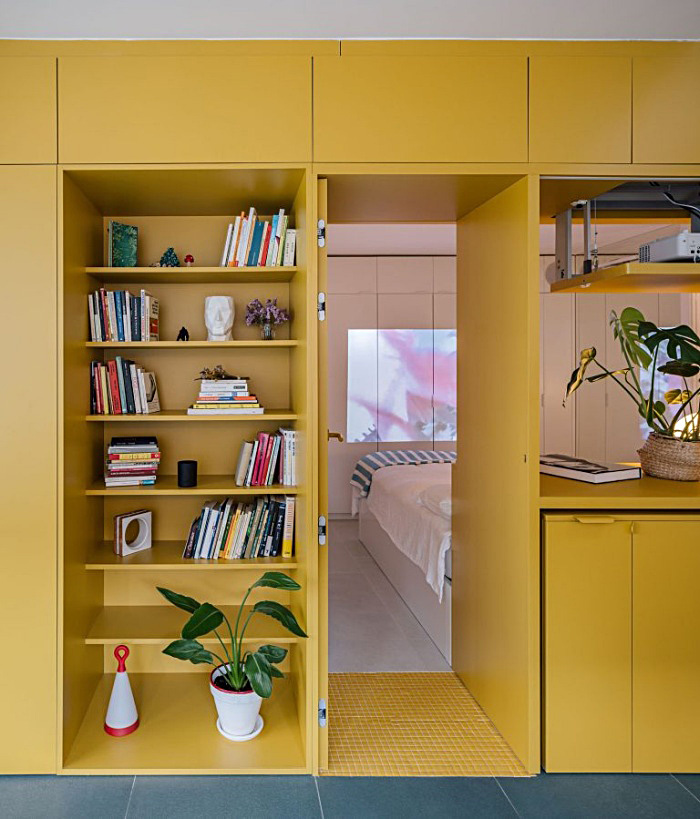 small apartment design in white and yellow gon architects 012