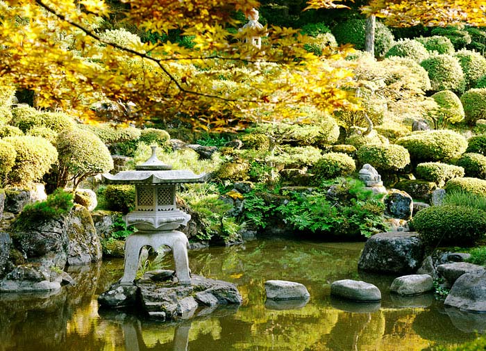 stepping stone water pathway island lantern